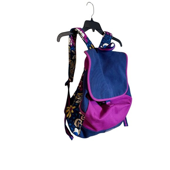 Vera Bradley Canvas Colorblock Backpack Purple Blue Floral School Bag - Picture 1 of 12